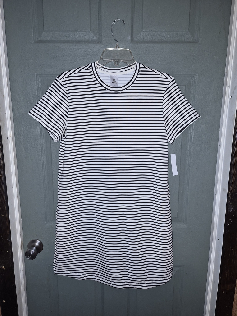 Striped Black & White Asymmetrical Women's Dress